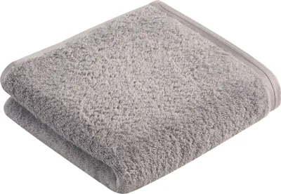 A folded gray towel on a white background.