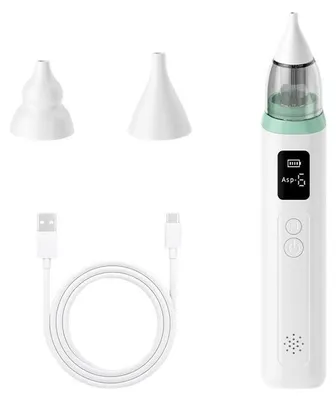 Immagine prodotto di Aspiratore nasale elettrico Zimilo per neonati, 6 livelli di aspirazione, display LCD, funzione musica, beccuccio in silicone, USB Type-C, aspiratore nasale per bambini 0-12 anni, verde