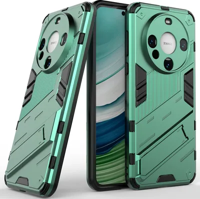 Produktbild von Armor Hülle für Huawei Mate 60, Hybrid PC TPU Bumper Stoßfestes Schutzhülle mit Standfunktion Grün