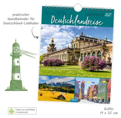 Produktbild von TRÖTSCH - Wochenkalender zum Hängen Deutschlandreise 2027