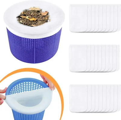 Produktbild von Speed Pool Skimmer Socken 30 Stück,Skimmer Filter Netz Wiederverwendbar, Schwimmbad Skimmer Socken Entfernt Gras, Blätter Öl, Pollen, Insekten und Haare