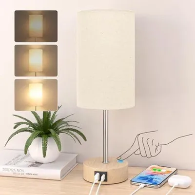 Image de Lampe de table LED blanche avec port de charge USB