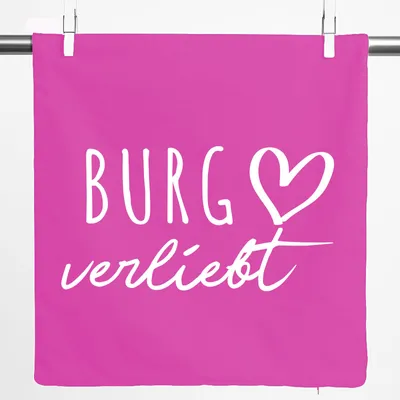 Produktbild von Huuraa Kissenbezug Burg verliebt 40x40cm Fuchsia Baumwolle Dekokissenbezug Geschenkidee
