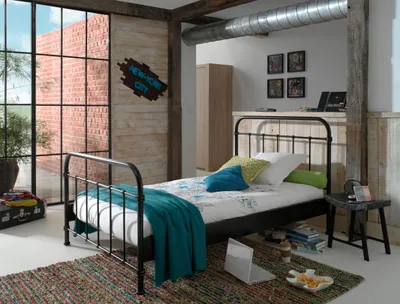 Produktbild von Vipack Metallbett New York Liegefläche 120 x 200 cm - Farbe: Schwarz, Maße: 125 cm x 110 cm x 210 cm; NYBE1218