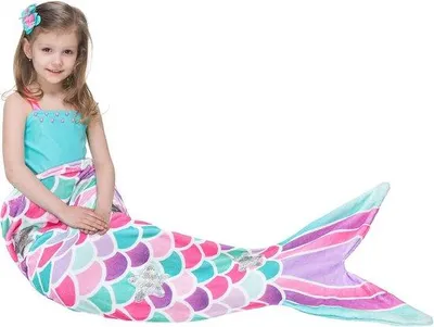 Productafbeelding van Zachte zeemeermintail deken voor kinderen - Comfortabele fleece deken voor meisjes - Perfect als verjaardagscadeau