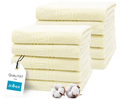 Produktbild von 10er Set Handtücher, 70% Baumwoll & 30% Polyester, 50x100 cm, gelb