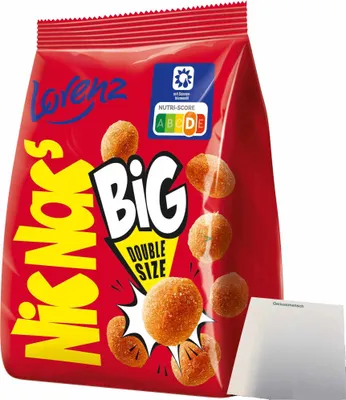 Produktbild von Lorenz Nic Nac´s Bignac´s Original Erdnüsse in knuspriger Hülle pikant gewürzt (110g Packung) + usy Block