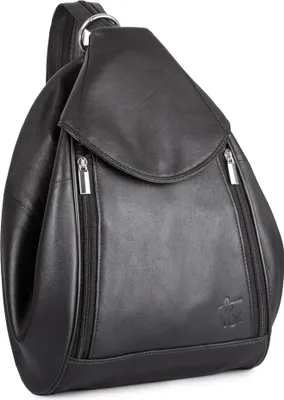 Produktbild von Sergej Axis Eleganter Damen-Stadtrucksack aus hochwertigem, natürlichem Nappa-Echt-Leder erweiterbarer schwarz