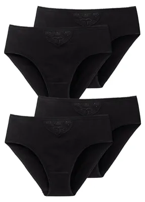 Produktbild von Schiesser Damen Tai-Slip 4-Pack Baumwolle Essentials - schwarz - Größe 42
