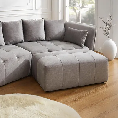 Produktbild von riess-ambiente Moderner Hocker ROYAL 120cm grau Veloursstoff Federkern Sitzhocker Polsterhocker