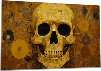 Produktbild von Wallario Herdabdeckplatte aus Glas, Größe 90 x 52 cm 1-teilig, Motiv Schädel-Mosaik