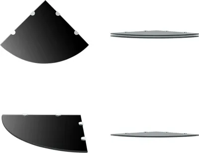 Image de vidaXL Étagères d'angle 2 pcs. Supports chromés verre noir 45x45cm - Etagère d'angle - Etagères d'angle - Tablettes d'angle