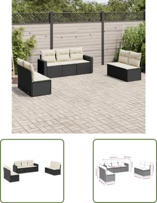 Produktbild von The Living Store 7-tlg. Garten-Sofagarnitur mit Kissen Schwarz Poly Rattan