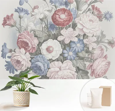 Produktbild von Fototapete  - 152x104 cm - Tapete - Wandtapete - Wandbilder  - Dekofolie - Tapete Folie - Wand - Dekoration - Wohnzimmer - Bunter Blumenstrauß
