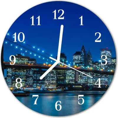 Produktbild von Glasuhr Wanduhr Küchenuhr Echt-Glas 30fi cm Skyline blau