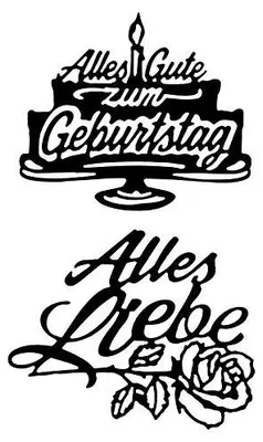 Stanzschablonen Geburtstagswünsche 2, 6,6–9 cm, 2 Stück