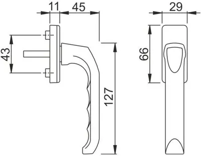 Produktbild von HOPPE London Fenstergriff 013/U34 (Oberfläche: F9016 verkehrsweiß beschichtet, Stiftlänge: 32 mm) Oberfläche: F9016 verkehrsweiß beschichtet Stiftlänge: 32 mm