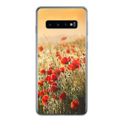 Produktbild von MuchoWow® Handyhülle Schutzhülle Hülle für Samsung Galaxy S10 Sonnenstrahlen über einem Mohnblumenstrauß Silikon Softcase Handy Hülle - Handytasche