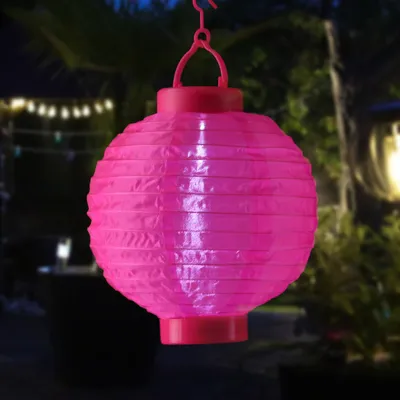 Produktbild von LED Solar Lampion - 1 kaltweiße LED - H: 23cm - D: 20cm - Lichtsensor - pink