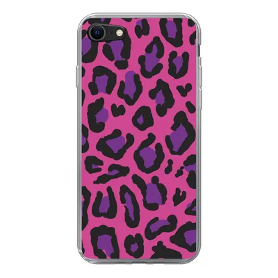 Produktbild von MuchoWow® Handyhülle Schutzhülle Hülle für iPhone 8 Pantherdruck - Rosa - Lila Silikon Softcase Handy Hülle - Schutzhaube