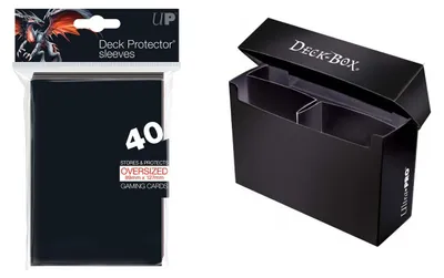 Produktbild von Ultra Pro Oversized Black Deckbox + 40 schwarze Oversized Sleeves