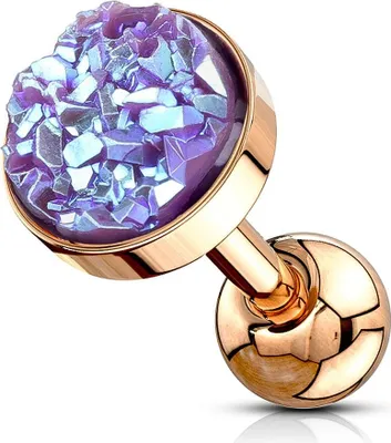 Produktbild von Tragus Ohr Piercing Funkelnder Stecker | Chirurgenstahl | Quartz-Kristal | Autiga® rosègold-lila