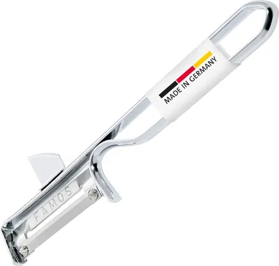 Produktbild von Westmark | Universal-Sparschäler mit geschärftem Ausstecher | Edelstahlklinge | Famos | Metall/Verchromt | 15,5 x 3,5 cm | perfekt für präzises Schälen