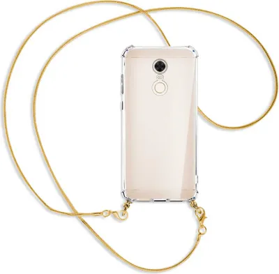 Produktbild von Handykette Backcover-Schutzhülle mit Band (Metall goldfarben) für Xiaomi Redmi 5 Plus - goldfarbene Kette Snake
