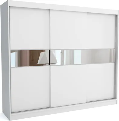 Produktbild von Moderner  Kleiderschrank mit Schiebetüren KLARA 250 cm (WEISS)