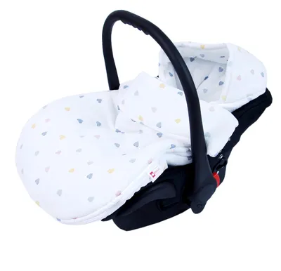 Produktbild von BabyLux Musselin Fußsack 90 cm – Atmungsaktiv für Babyschale, Kinderwagen & Buggy, Weiche Musselin Baumwolle md4 - Musselin Bunte Herzen