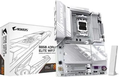 Zdjęcie produktu dla Płyta główna GIGABYTE B850 AORUS ELITE WIFI7 ICE, AMD Ryzen 9000, DDR5 8200MHz (OC), WiFi 7, LAN 2.5GbE