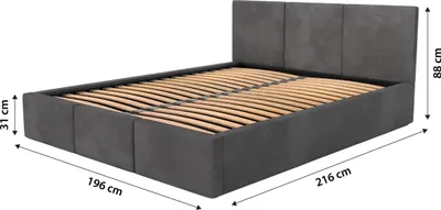 Produktbild von Muralo POLSTERBETT für Schlafzimmer Polsterbett mit Bettkasten und Gasdruckfeder Bett mit Polsterkopfteil Doppelbett 180x200 Bett mit Stauraum Graphit