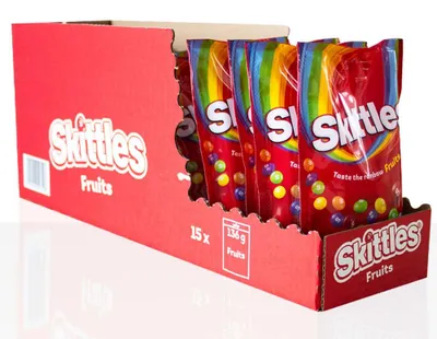 Produktbild von Skittles Fruits 15 x 136 g - fruchtige Kaubonbons im Vorratspack
