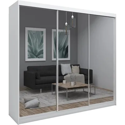 Image de BEAUTYSOFA armoire avec portes coulissantes DEBRA 240 cm - armoire avec tiroirs et miroir (blanc)