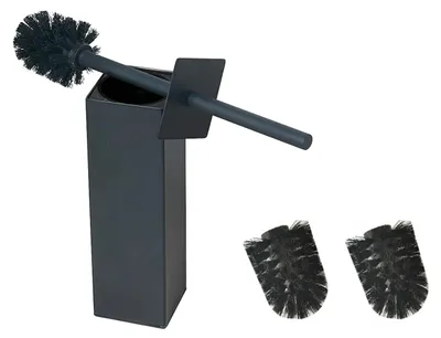 Image de Porte-brosses WC carrés - Acier inoxydable noir