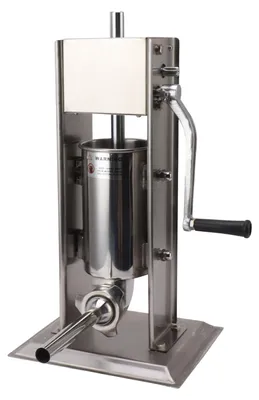 Produktbild von Manuelle Wurstfüllmaschine, 2 l, aus Edelstahl, vertikal, handgefertigt, mit Füllrohren für den Hausgebrauch