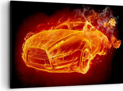 Produktbild von Bild auf Leinwand - Leinwandbild - Auto Flammen Räder - 120x80cm - Wand Bild - Wanddeko - Leinwanddruck - Bilder - Kunstdruck - Wanddekoration - Leinwand bilder - Wandkunst - AA120x80-0199