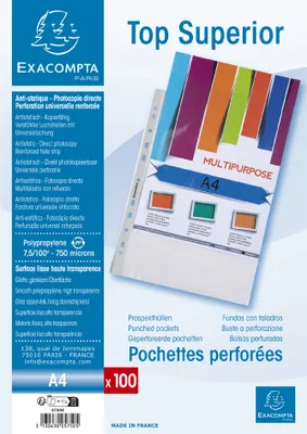 Produktbild von EXACOMPTA Prospekthülle Superior DIN A4 PP glasklar 100 Hüllen