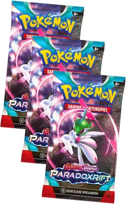 Produktbild von Pokemon Karten Karmesin & Purpur - Paradox Rift - 3 Booster Sammelkarten