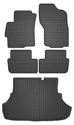 Productafbeelding van Rubberen automatten + kofferbakmat voor Mitsubishi Lancer VIII CY 2007-2016 (sedan) – 5-delig, zwart, op maat – Wielganizator SolidPRO