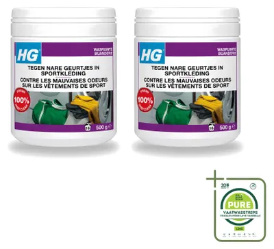 Immagine prodotto di 2 flaconi di additivo per lavatrice contro i cattivi odori negli indumenti sportivi, da 500 g ciascuno - confezione grande - 2 pezzi
