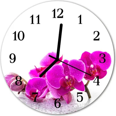 Produktbild von Glasuhr Wanduhr Küchenuhr Echt-Glas 30fi cm Orchidee rosa