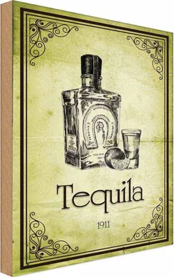 Produktbild von vianmo Holzschild 18x12 cm Alkohol 1911 Tequila Essen Trinken