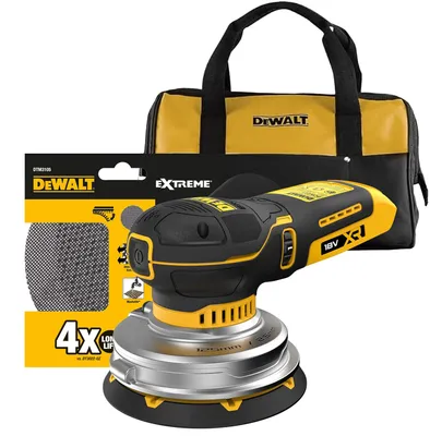 Produktbild von DEWALT 18V XR BL 125mm Exzenterschleifer mit Tragetasche und 1 Packung Schleifscheiben, DCW211KN-XJ