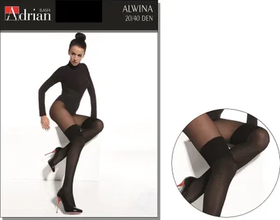 Produktbild von Gerippte Strumpfhose wie Strümpfe 20/40 den Alwina 4 Nero