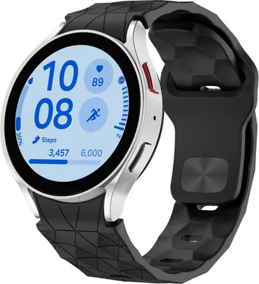 Produktbild von Für Samsung Galaxy Watch FE / 6 / 5 / 4 40mm Silikon Fußball Design Ersatz Arm Band Schwarz