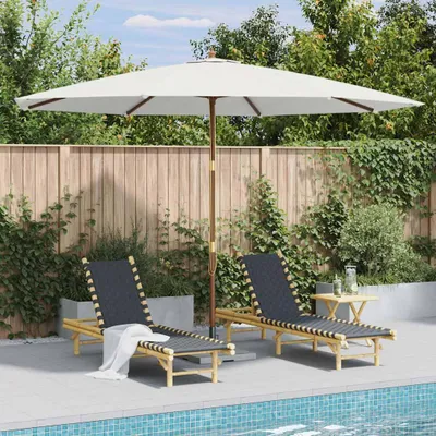Produktbild von vidaXL Sonnenschirm mit Holzmast 350 cm Sandweiß