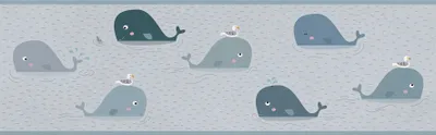 Produktbild von Lovely Kids selbstklebende Kinderzimmer Bordüre Floating Friends grau 5,00 m x 0,155 m