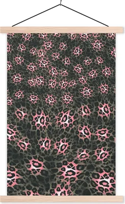 Produktbild von MuchoWow® Textilposter Pantherdruck - Pastell - Muster 120x180 cm mit holzfarbenen Rahmen - Textil-Plakat