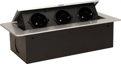 Produktbild von Tisch-Einbausteckdose, 3fach, silber-schwarz, 2500W